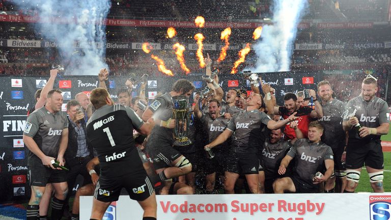 Crusaders celebrate their Super Rugby title
