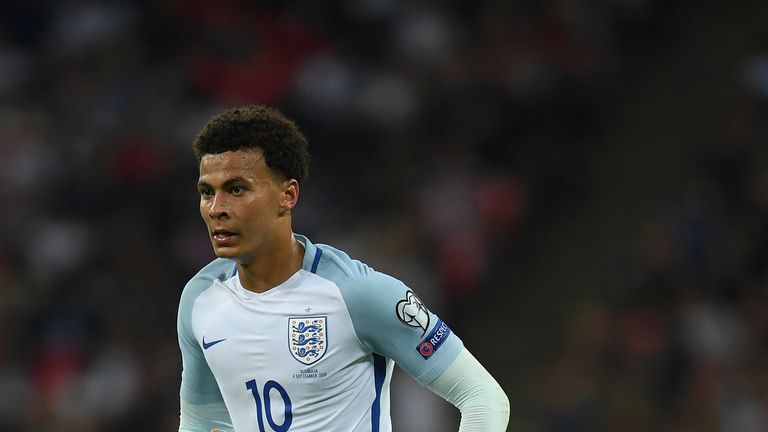Dele Alli of England in action during the World Cup Qualifier against Slovakia at Wembley