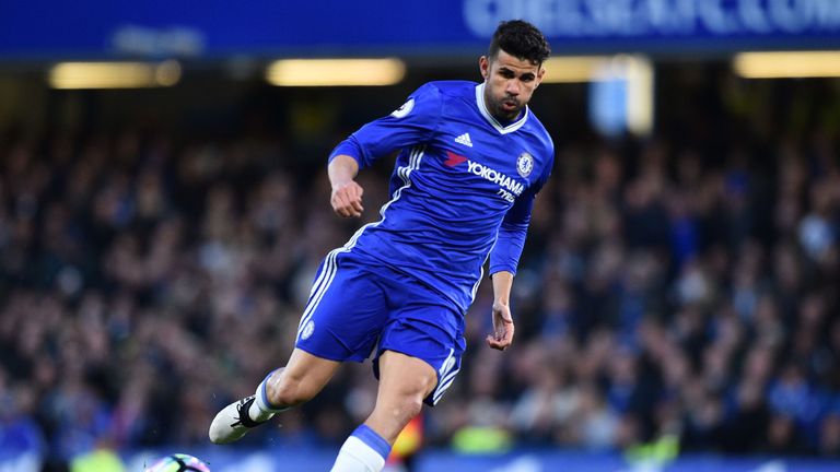 Chelsea's Brazilian-born Spanish striker Diego Costa passes the ball during the English Premier League football match between Chelsea and Southampton at St