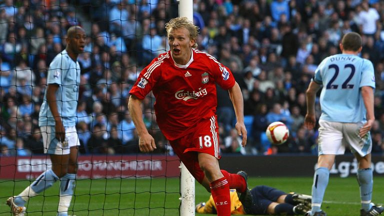 MANCHESTER, UNITED KINGDOM - OCTOBER 05:  Dirk Kuyt of Liverpool celebrates scoring the winning goal during the Barclays Premier League match between Manch