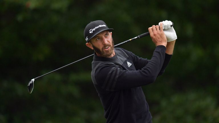 Dustin Johnson of the United States plays his shot from the fourth tee during round three of the Dell Technologies Championship