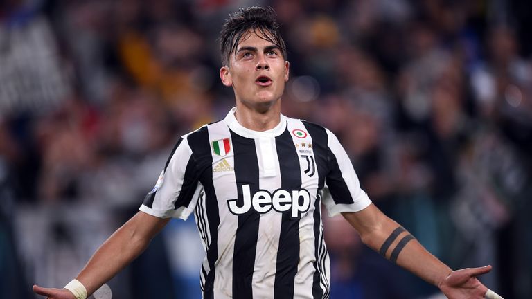 Juventus's forward from Argentina Paulo Dybala celebrates after scoring a goal during the italian Serie A football match Juventus vs Torino in Turin on Sep