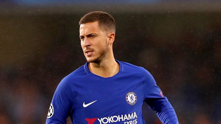 Eden Hazard of Chelsea in action during the UEFA Champions League Group C match between Chelsea FC and Qarabag FK at Stamford Bridge
