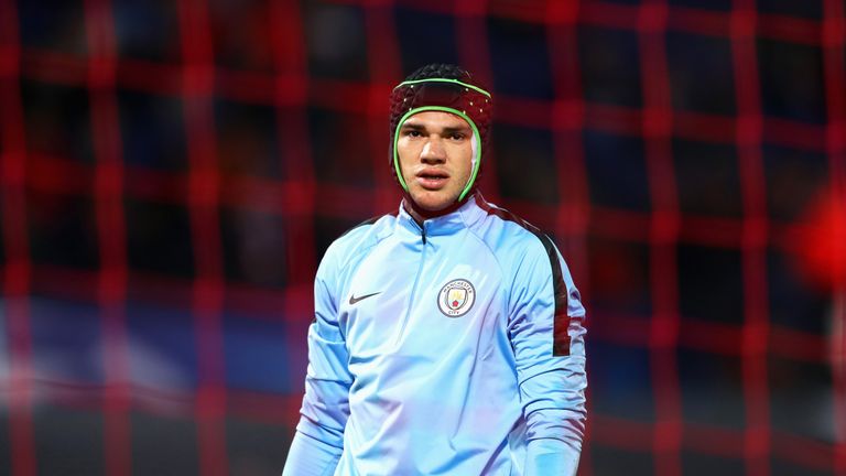 Ederson prior to the UEFA Champions League group F match between Feyenoord and Manchester City