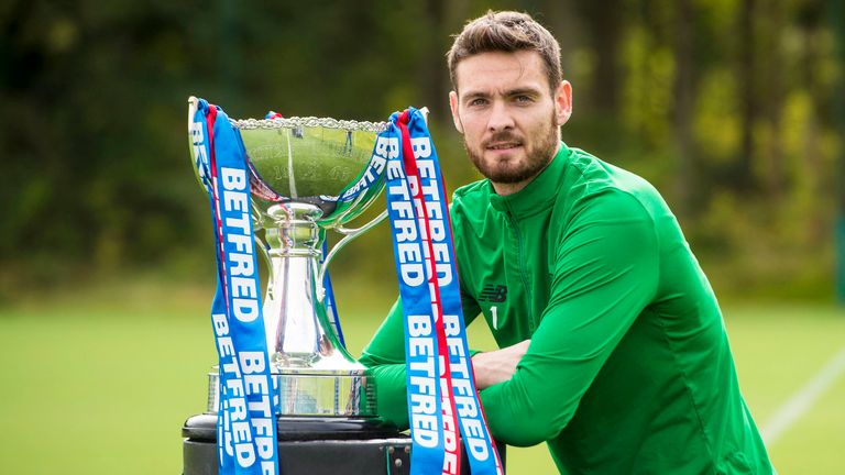 Celtic goalkeeper Craig Gordon with the Betfred Cup