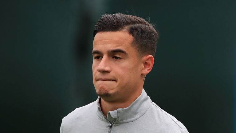 Philippe Coutinho during a Liverpool training session on September 12, 2017