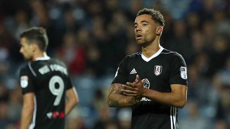 Fulham's Ryan Fredericks celebrates after his effort is turned in by Queens Park Rangers' Jack Robinson to give his side the first goal during the Sky Bet 