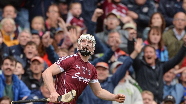Joe Canning celebrates scoring the winning point in the 2017 All-Ireland hurling final