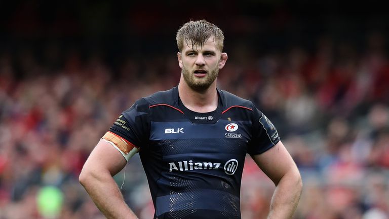 DUBLIN, IRELAND - APRIL 22:  George Kruis of Saracens looks on during the European Rugby Champions Cup semi final match between Munster and Saracens