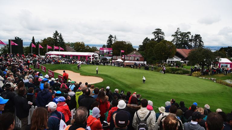 A general view of the 18th hole at The Evian Championship 