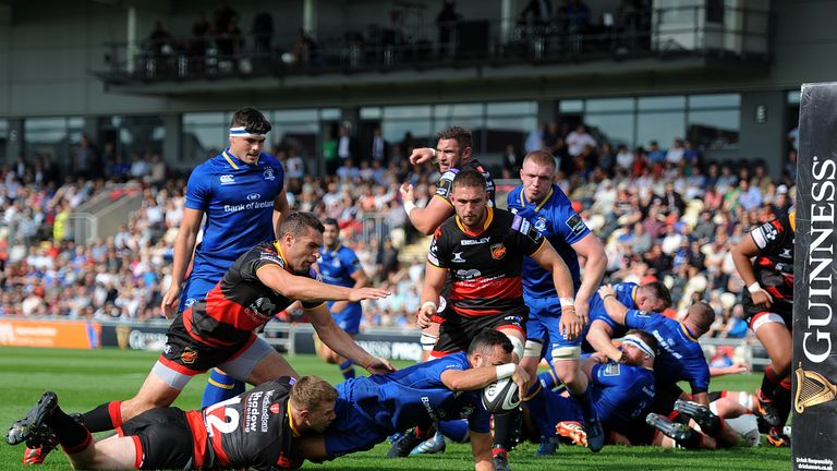 Guinness PRO14, Rodney Parade, Newport, Wales 2/9/2017.Newport Gwent Dragons vs Leinster.Leinster's Jamison Gibson-Park scores his side's first try.