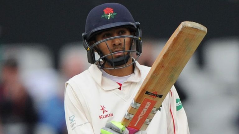 Lancashire's Haseeb Hameed acknowledges the applause for his half-century