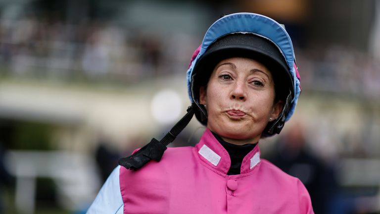 ASCOT, ENGLAND - JULY 29: Jockey Hayley Turner poses at Ascot racecourse on July 29, 2017 in Ascot, England. (Photo by Alan Crowhurst/Getty Images)