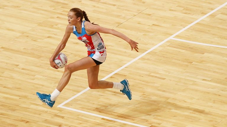 SYDNEY, AUSTRALIA - FEBRUARY 25:  Helen Housby of the Swifts in action during the round two Super Netball match between the Sydney Swifts and the Adelaide 