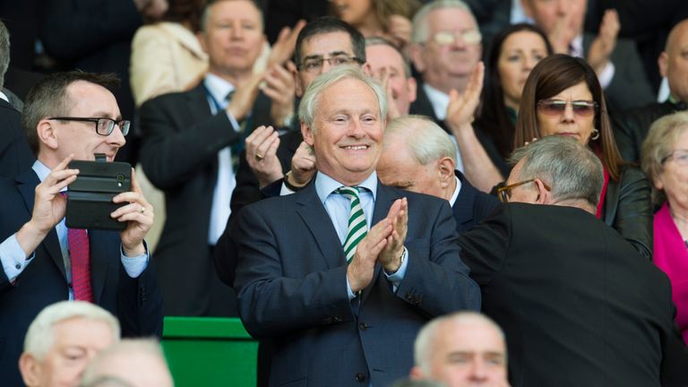 Celtic chairman Ian Bankier takes his seat in the stand on 8th April 2017