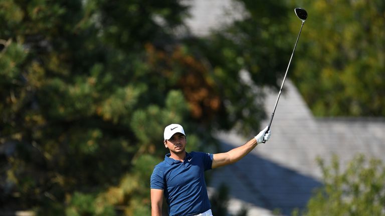 LAKE FOREST, IL - SEPTEMBER 15:  Jason Day of Australia watches his tee shot on the fourth hole during the second round of the BMW Championship at Conway F