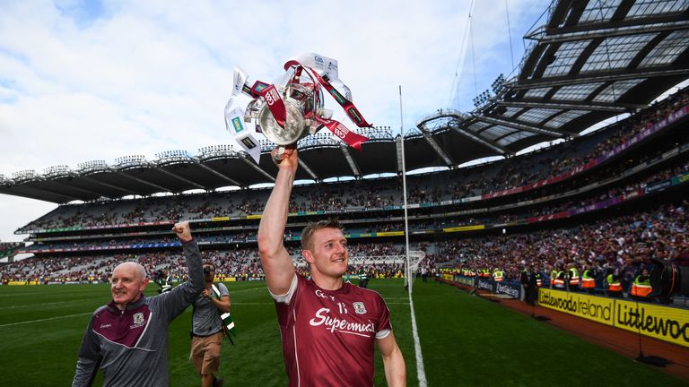  Joe Canning of Galway celebrates with the cup
