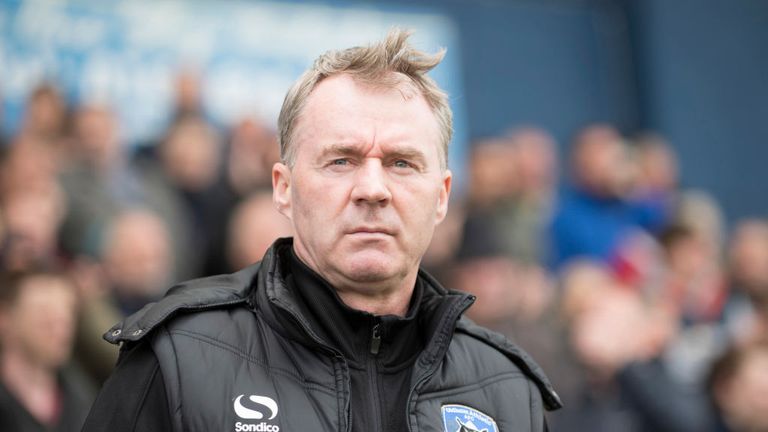 John Sheridan manager of Oldham Athletic looks on during the Sky Bet League One match between Oldham Athletic and Bolton on April15,  2016.,