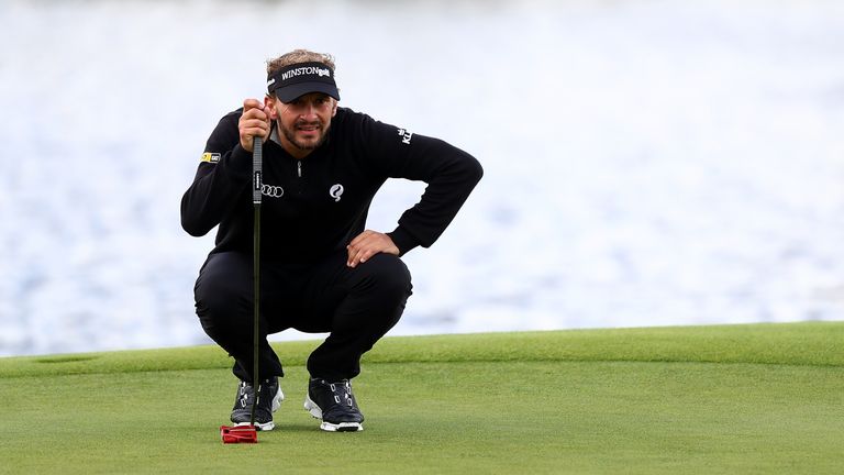 SPIJK, NETHERLANDS - SEPTEMBER 14:  Joost Luiten of The Netherlands lines up a putt on the 18th hole during day one of the European Tour KLM Open held at T