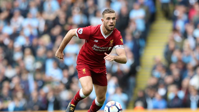 Liverpool's Jordan Henderson during the Premier League match at the Etihad Stadium, Manchester. PRESS ASSOCIATION Photo. Picture date: Saturday September 9