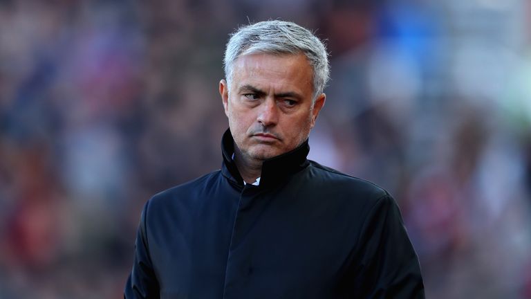 STOKE ON TRENT, ENGLAND - SEPTEMBER 09:  Jose Mourinho, Manager of Manchester United reacts during the Premier League match between Stoke City and Manchest