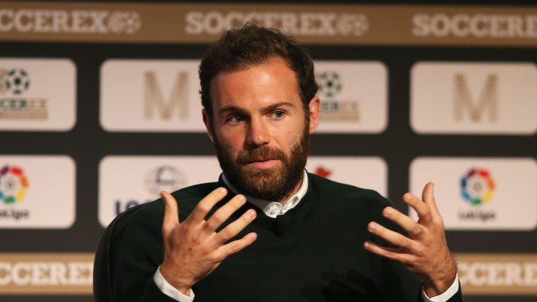 MANCHESTER, ENGLAND - SEPTEMBER 05:  Juan Mata of Manchester United talks during day 2 of the Soccerex Global Convention at Manchester Central Convention C