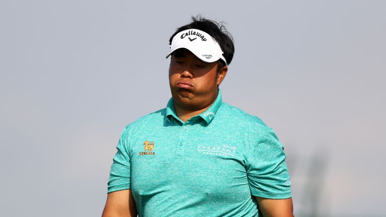 Kiradech Aphibarnrat led after 14 holes but then double-bogeyed the 15th and 18th