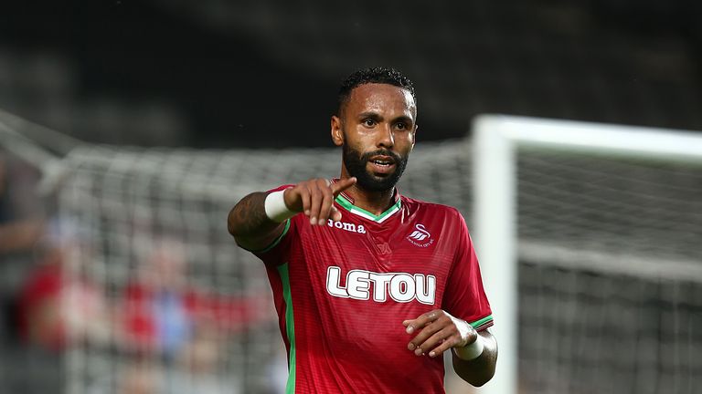 Kyle Bartley of Swansea City in action against MK Dons