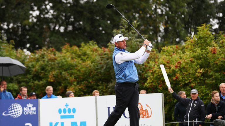 Lee Westwood of England hits his tee shot on the 2nd hole during day 3 of the European Tour KLM Open held at The Dutch 