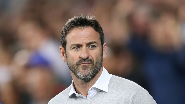 Leeds United manager Thomas Christiansen during the Sky Bet Championship game at the Cardiff City Stadium.