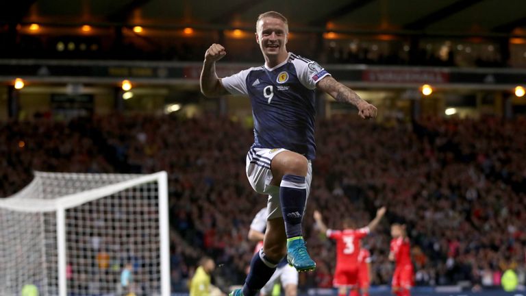 Leigh Griffiths celebrates scoring Scotland's second against Malta