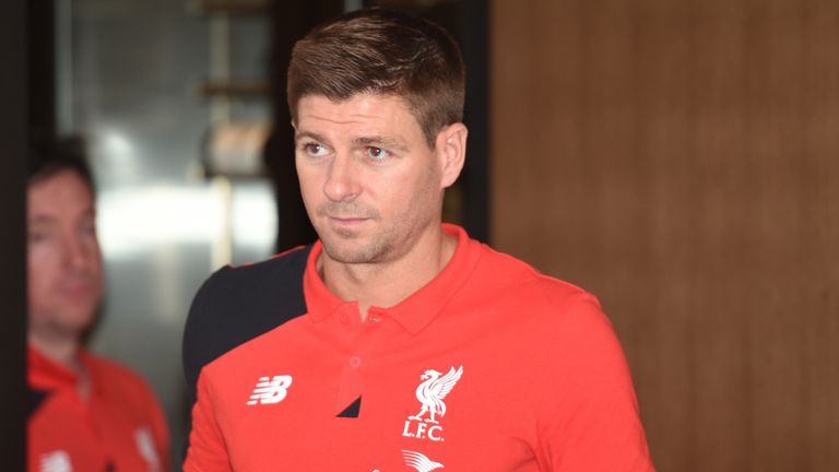 Steven Gerrard arrives at a press conference in Sydney 