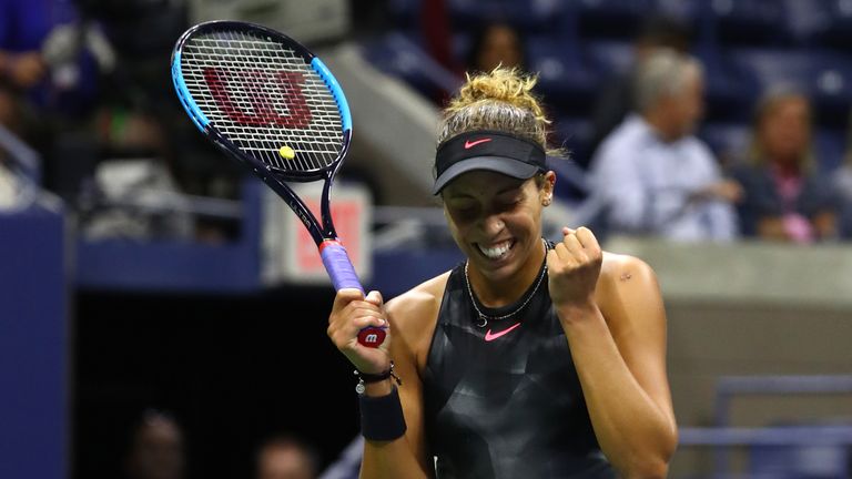 NEW YORK, NY - SEPTEMBER 07:  Madison Keys of the United States celebrates after defeating CoCo Vandeweghe of the United States in her Women's Singles Semi