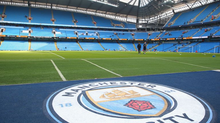 A general view inside the ground prior to the Premier League match between Manchester City and Everton at Etihad Stadium