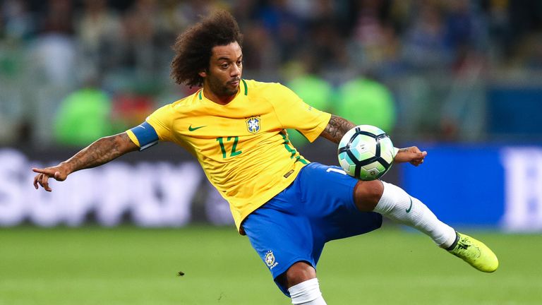 Marcelo in Brazil action during a World Cup qualifier for Russia 2018