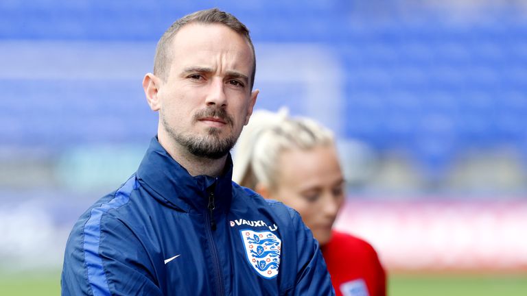 England Women manager Mark Sampson speaks to the media following a training session at Prenton Park