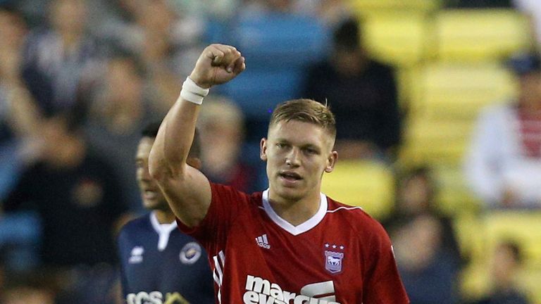 Martyn Waghorn of Ipswich celebrates scoring against Millwall