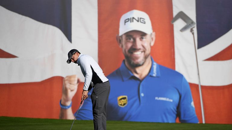 Matthew Fitzpatrick of England hits a putt on the 18th hole during day one of the British Masters at Close House