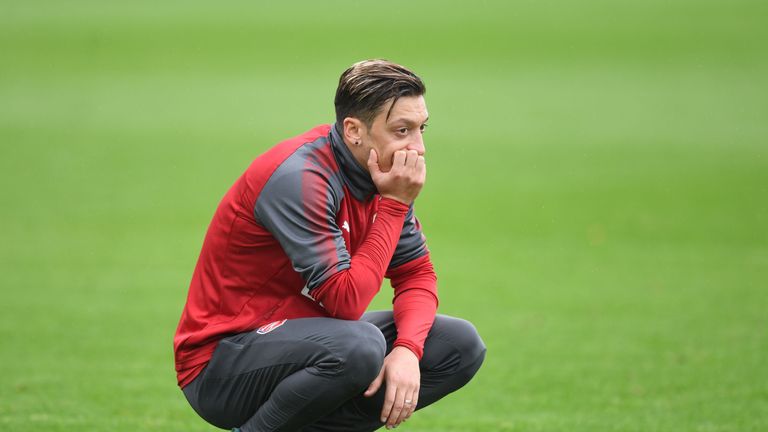Mesut Ozil during a training session at London Colney on September 8, 2017
