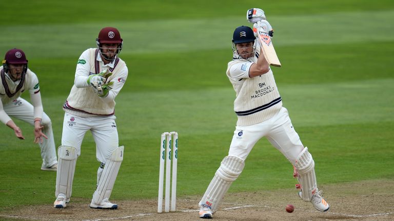 TAUNTON, ENGLAND - SEPTEMBER 27: Nick Compton of Middlesex bats during Day Three of the Specsavers County Championship Division One match between Somerset 