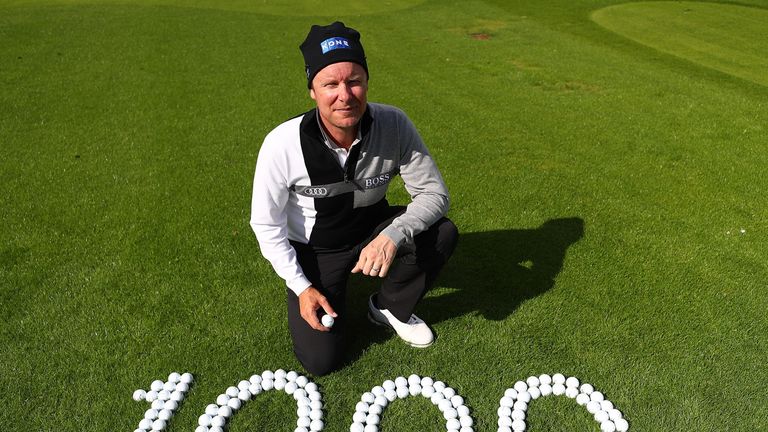 SPIJK, NETHERLANDS - SEPTEMBER 15:  Miko Ilonen of Finland poses for a picture after hitting the 1000th European Tour hole in one on the 14th hole during d