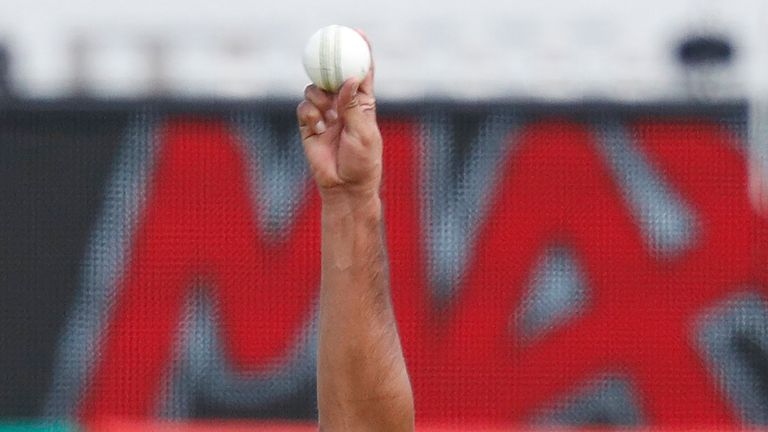 India's Mohammed Shami bowls a ball during the ICC Champions Trophy Warm-up cricket match between India and Bangladesh at The Oval in London on May 30, 201