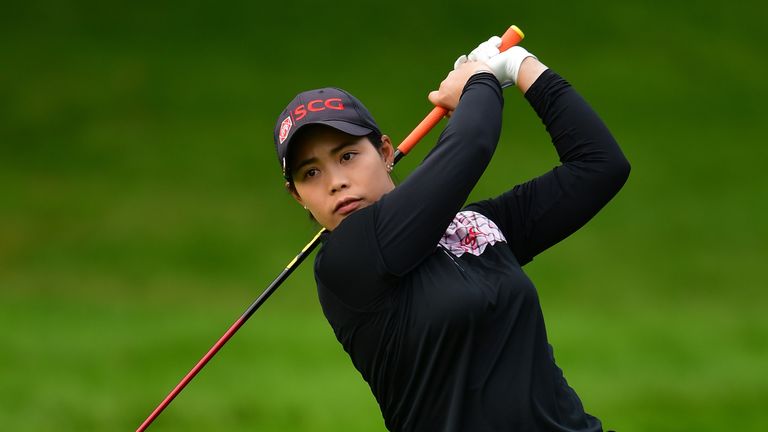 EVIAN-LES-BAINS, FRANCE - SEPTEMBER 16:  Moriya Jutanugarn of Thailand plays a shot during the second round of The Evian Championship 2017 at Evian Resort 