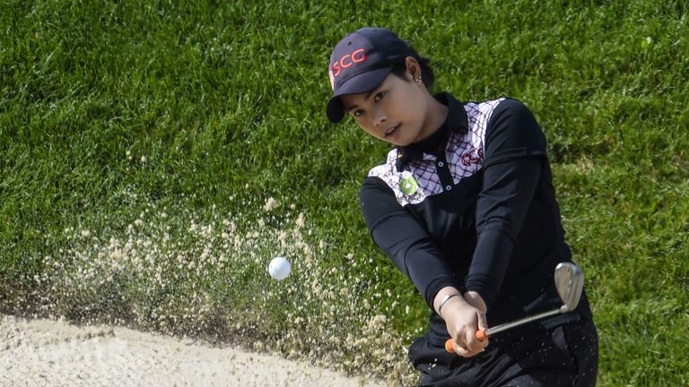 Thailand's Moriya Jutanugarn competes during the Evian Championship women's golf tournament on September 16, 2017 in the French Alps town of Evian-les-Bain
