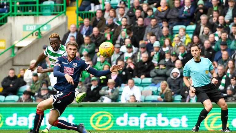 Moussa Dembele (partially hidden) marked his return to the Celtic side with the second goal