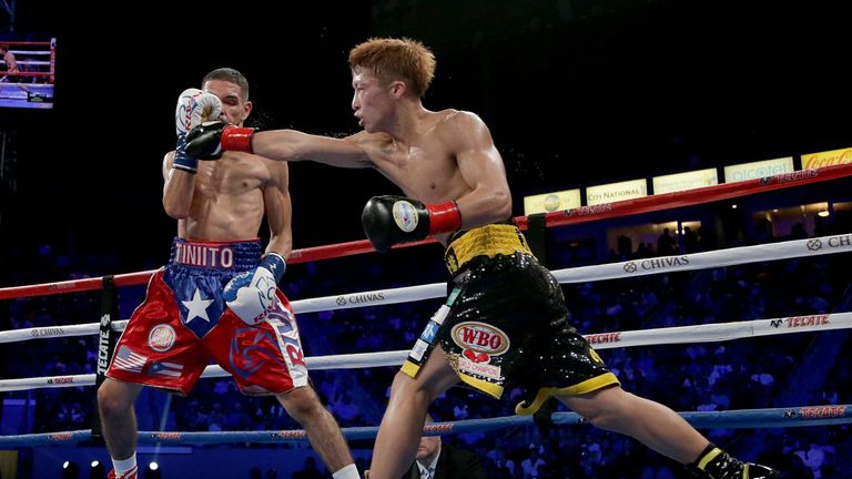 CARSON, CA - SEPTEMBER 09:  Naoya Inoue of Japan throws a right hand at Antonio Nieves at StubHub Center on September 9, 2017 in Carson, California.  (Phot