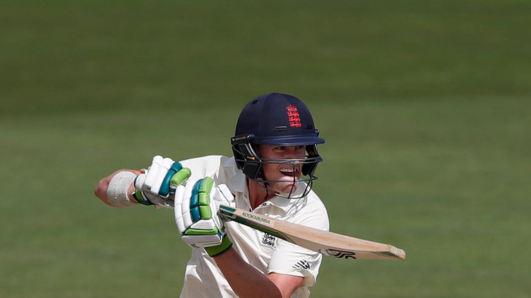 CANTERBURY, ENGLAND - JUNE 23: Nick Gubbins of England Lions hits a boundary during day 3 of the match between England Lions and South Africa A at The Spit