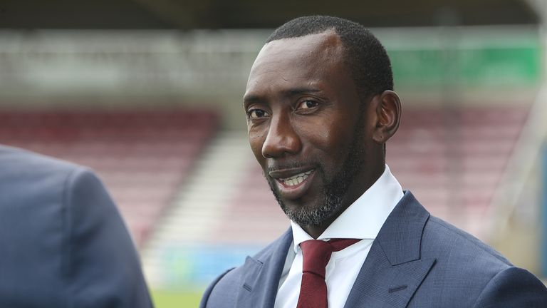 New Northampton Town manager Jimmy Floyd Hasselbaink during his unveiling at Sixfields