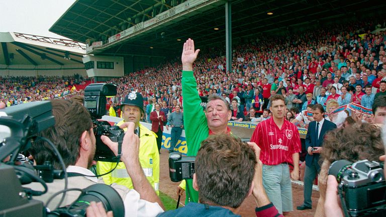 Nottingham Forest manager Brian Clough  at the City Ground on May 1, 1993 