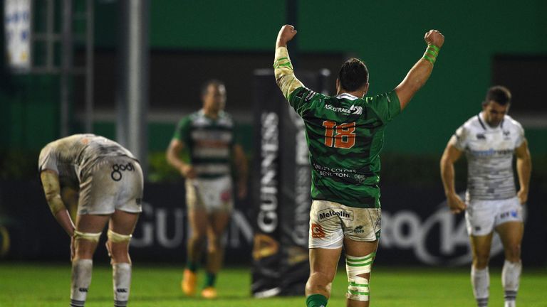 Tizano Pasquali celebrates at the final whistle.